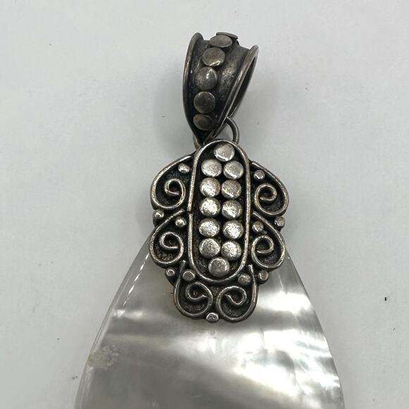 Mother Of Pearl Sterling Silver Stamped 925 Pendant Summer Boho Bohemian - Picture 3 of 10